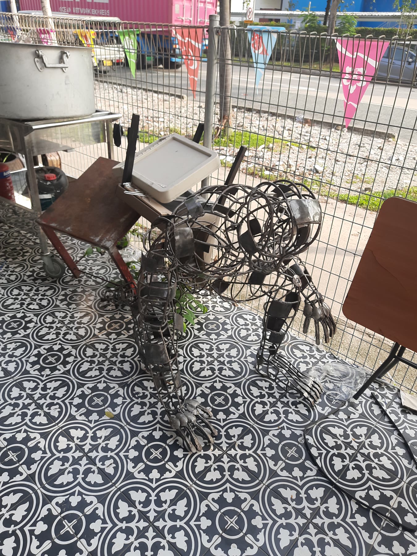 Another close-up of the metal sculpture